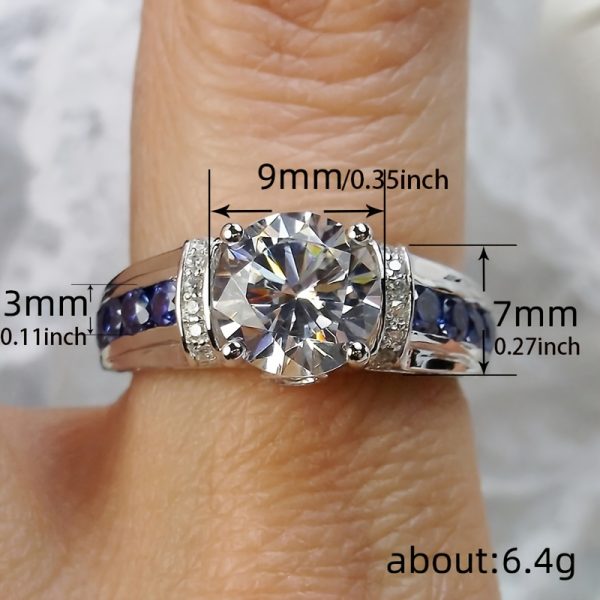 1PC Exquisite 925 Sterling Silver 3 Carat Moissanite Ring - Men's and Women's Party Gift, Daily Wear, Couple's Anniversary Jewelry - Luxurious, Durable, Hypoallergenic, and Sparkling - Image 9