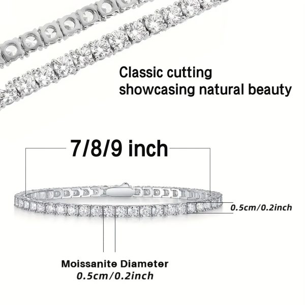 Elegant 5mm Moissanite Tennis Bracelet in S925 Sterling Silvery - Luxurious Full Row Design, Perfect for Weddings, Birthdays, Anniversaries & Mother's Day Gift - Image 4