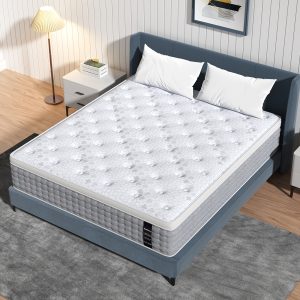Luxurious 14-Inch Queen & King Size Memory Foam Hybrid Mattress - Breathable, Cooling Comfort with Adaptive Support & Motion Isolation, Grey