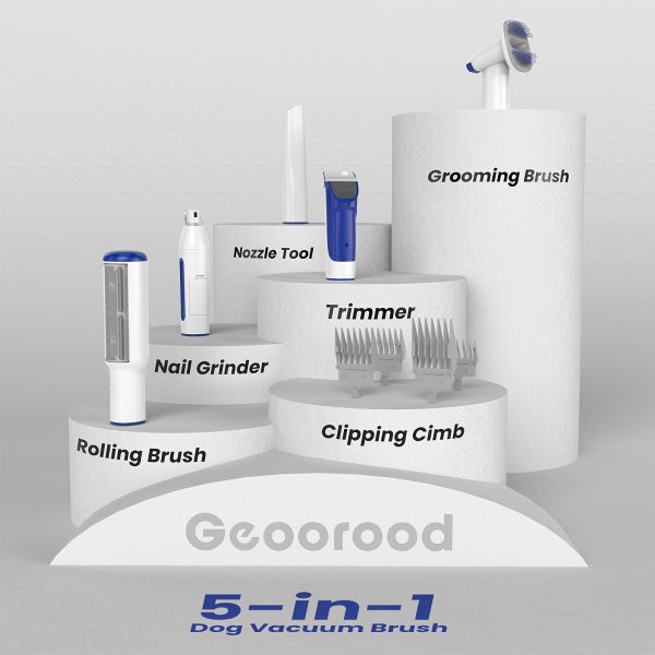 Geoorood Pet Dog Grooming Vacuum Kit Dog Brush With Electric Clipper And Nail Grinder, Work Quiet For Dogs At Home(BLUE) - Image 7