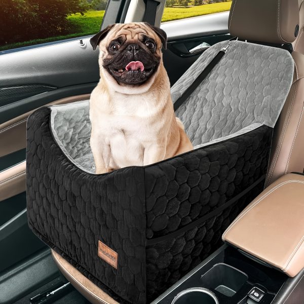 Dog Car Seat For Small Medium Dogs, Memory Foam Dog Booster Seat, Elevated Pet Car Seat For Dogs Up To 35 Lbs, Travel Safety Car Seat With Storage Pockets (Gray/Black) - Image 2