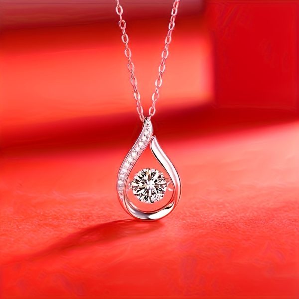 1 Piece Exquisite Water Drop Moissanite Pendant Necklace - 925 Sterling Silver, 1 Carat, Smart Style, Fashionable, Durable, Hypoallergenic, Perfect for Engagement, Wedding, Confession, Anniversary Gift for Friends, Lovers, Family - Image 8