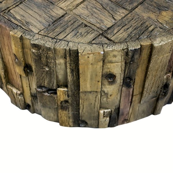 18.5" H Farmhouse Barrel Shaped Round Coffee Table For Indoors And Outdoors, Round Coffee Table For Living Room, Small Side Table Tea Table End Table - Image 5