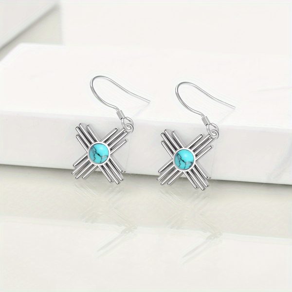 Zia Sun Symbol Earrings 925 Sterling Silver Moonstone/Turquoise Earrings New Mexico Jewelry For Women Mother - Image 7