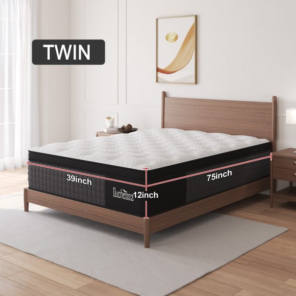 12" & 14" Duchess Twin, Full, Queen, King Size Hybrid Mattress in a Box: Pocket Spring, Gel Memory Foam, Medium Firm, Motion Isolation - Image 7