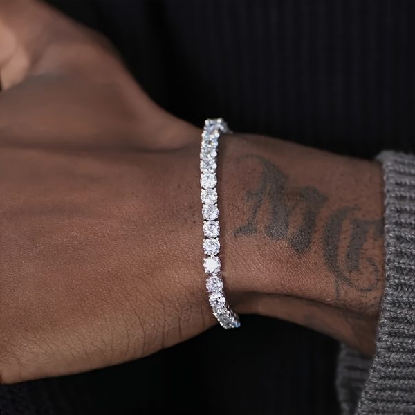 17-21 Carats Moissanite Tennis Bracelet Diamond Tennis Bracelets for Women Men 925 Sterling Silver Bracelet 5mm D Color VVS1 Round Cut Lab Created Moissanite Diamond Bracelet with GRA Certificate - Image 2