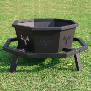 35" Large Octagonal Premium Wood-Burning Fire Pit - Durable Outdoor Backyard Patio Heater with Poker, Safe for Camping, Sleek Black Finish for Cozy Evenings