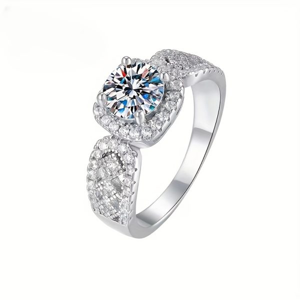 925 Silveryy 1ct Moissanite Square Lace Ring, High-end Design, Suitable For Daily Wear, Engagement Wedding Party Banquet Party Birthday Anniversary Thanksgiving Christmas Valentine'S Day New Year And Other Jewelry Gifts With Gift Box About 3g - Image 3