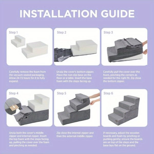 Bedsure Dog Steps - Pet Stairs for Beds And Sofas, Collapsible Pet Steps with Certipur- Foam for Cats And Dogs, Non-Slip Base Dog Steps - Image 3