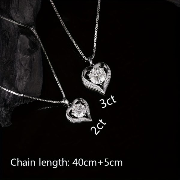 1pc S925 Silver with 2-3CT Moissanite Eternity Necklace, Elegant Pendant Necklace, Creative New Wave Elegant And Exquisite | Necklace for My Daughter | Sparkling Girl Necklace | Jewelry for My Granddaughter | Birthday Gift | Party | Christmas Gift | - Image 4