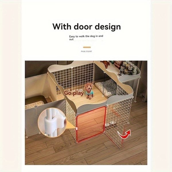 CozyPet Metal Fence Enclosure - Spacious Indoor Dog Cage with Door, One Bedroom, One Living Room, One Bathroom, Free Activity Space for Domestic Pets - Image 4