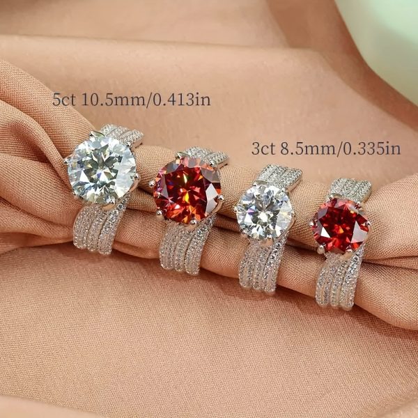 3ct/5ct Moissanite 925 Sterling Silver Inlaid Luxurious Ring for Engagement, Wedding, Evening Party, and Official Occasions - Image 9
