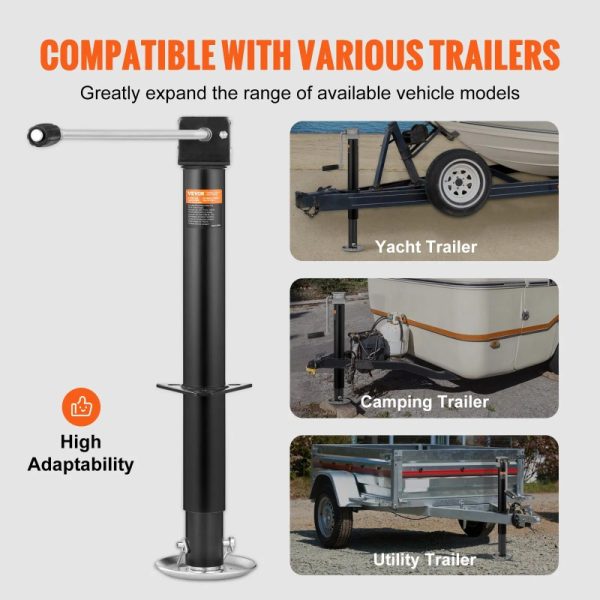 VEVOR Heavy-Duty 5000 lb Trailer Jack with Handle - Durable Iron A-Frame Tongue Jack, 2.4" Thick Plate for RV, Horse, Utility & Yacht Trailers - Reliable Road Trips Companion, Trailer Maintenance Tool|Aframe Design|Durable Iron Jack - Image 7