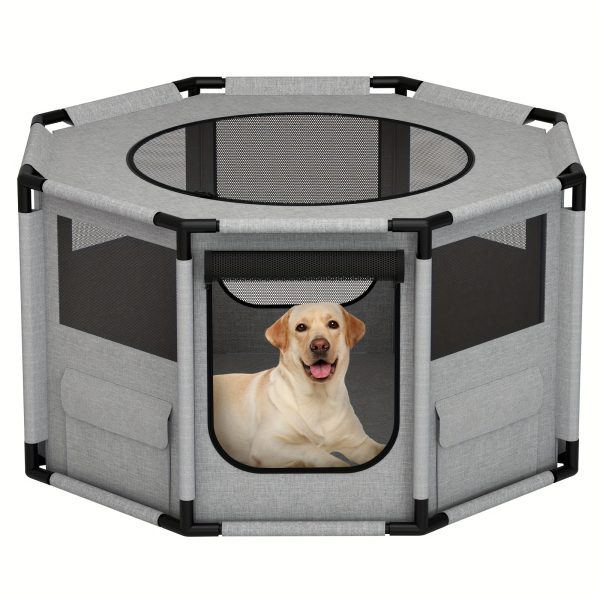 Octagon Breathable Mesh Pet Fence - Dog Playpen, Oxford Fabric, PVC Pipe, Portable Kennel Cage for Cats, Rabbit, Puppy Playpens