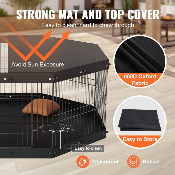 VEVOR Dog Playpen, 8 Panels Foldable Metal Dog Exercise Pen with Top Cover and Bottom Pad, 24" H Pet Fence Puppy Crate Kennel, Indoor Outdoor Dog Pen for Small Medium Pets, for Camping, Yard - Image 5