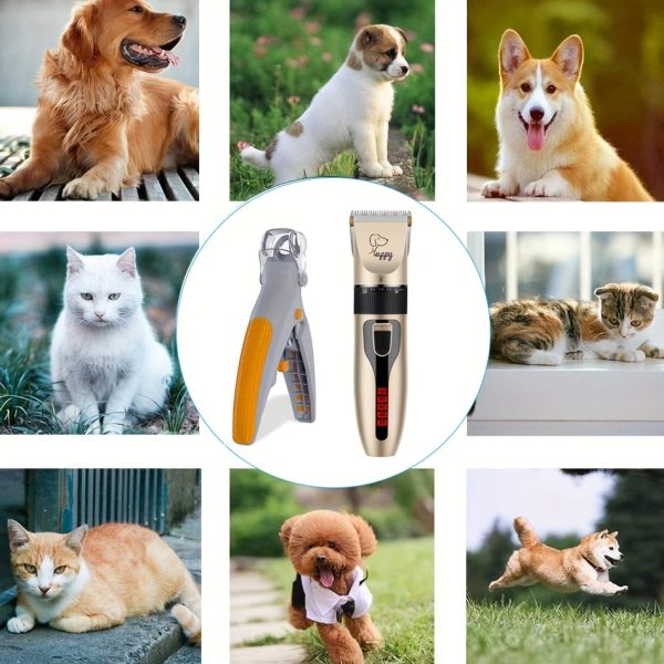 2-in-1 Deluxe Pet Grooming Kit - Quiet Electric Trimmer and LED Nail Clipper with Ergonomic Handle for Easy Dog and Cat Grooming at Home or Salon - Premium Quality, Non-Slip Grip, and LED Light for Precise Trimming - Image 4