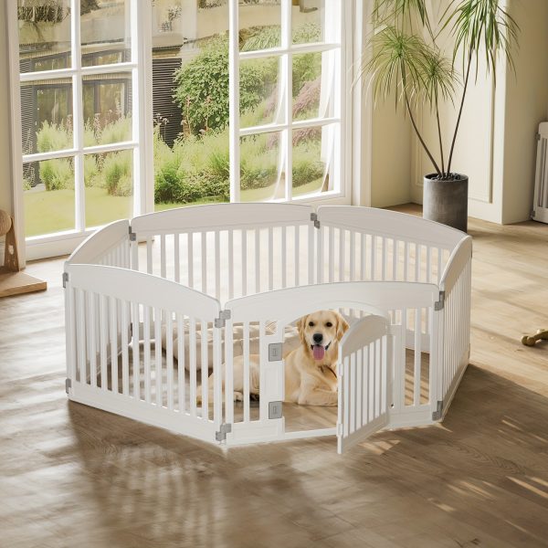 4 Panel/6 Panel Plastic Pet Playpen With Lockable Door And Non-Slip Bottom, 24 Inch High Durable Puppy Playpen Suitable For Small To Medium Pets, Portable Indoor Outdoor Puppy Pen, Lightweight Combination Dog Fence, Black/White - Image 8