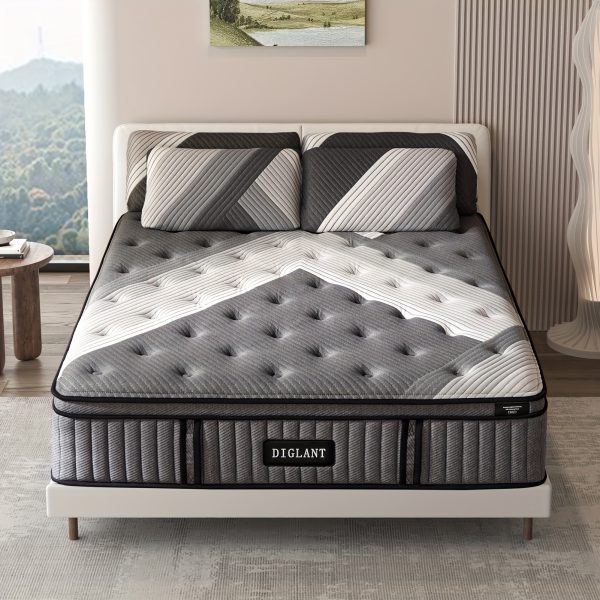1pc Lechepus 14 Inch Plush Hybrid Mattress - 5 Layer Memory Foam & Pocket Springs, Supportive Pressure Relief With Soft Breathable Fabric, Twin To Cal King Sizes Available - Image 2