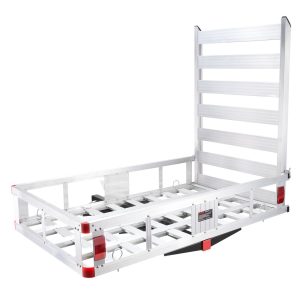 1pc VEVOR Aluminum Hitch Cargo Carrier, 500lbs Capacity, Folding Ramp, Fits 2" Receiver, Metal Luggage Trailer Basket for SUV Truck Pickup Camping, No Electricity Needed