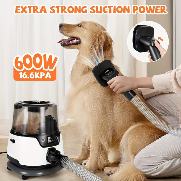 600w Dog Grooming Kit with 3L Dust Cup, 5 Pet Grooming Tools, Low Noise Pet Grooming Vacuum, Dog Clippers, and Dog Dryer - Image 8