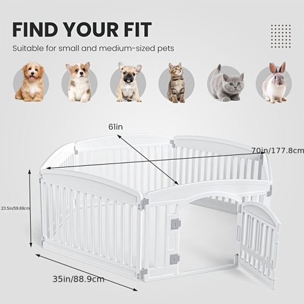 1pc Durable PP Material Dog Playpen, Portable & Foldable Pet Fence with Lockable Door, Easy-to-Clean Indoor/Outdoor Enclosure for Small to Medium Dogs, Secure Suction Cups & Ground Stakes - Image 3