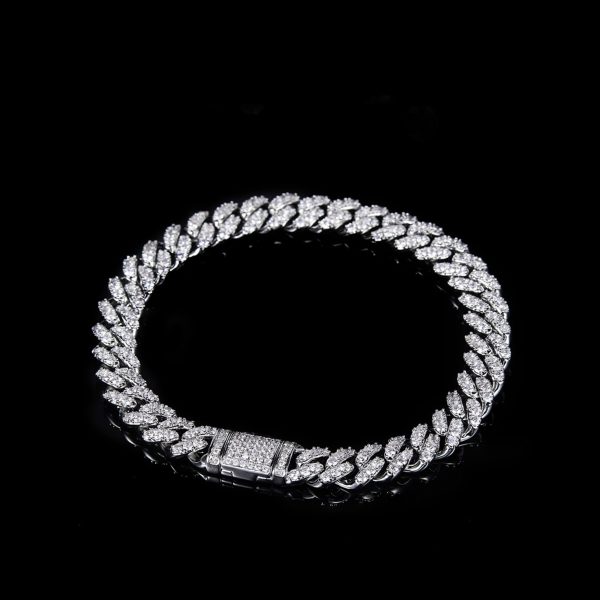 1pc S925 Sterling Silver with 9.7 Carat Moissanite Hip Hop Cuban Bracelet, Men's And Women's Street Bracelet, Moissanite Gemstone Jewelry, High-end Dating Social Premium Properties, | Birthday | Wedding | Anniversary | Appointment - Image 5