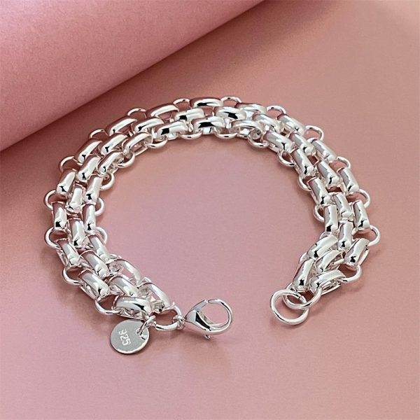 925 pure Silvery 3-strand chain bracelet, suitable for men and women, pure Silvery chain accessories, suitable for people of multiple ages, suitable for gifts, suitable for Christmas, Halloween, Thanksgiving, New Year and birthday gifts - Image 6