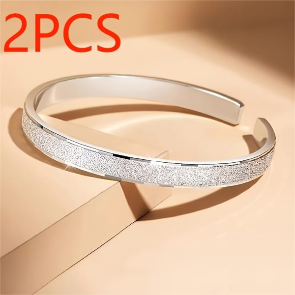2pcs S999 Silver Bracelet Sterling Silver Bracelet Silvery Weight 25g/0.88oz - Image 6