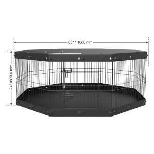 VEVOR Dog Playpen, 8 Panels Foldable Metal Dog Exercise Pen with Top Cover and Bottom Pad, 24" H Pet Fence Puppy Crate Kennel, Indoor Outdoor Dog Pen for Small Medium Pets, for Camping, Yard