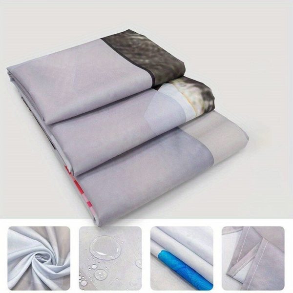1pc/4pcs Western Cowboy Waterproof Bathroom Decor Set, Polyester Woven Fabric, Fashionable Country Western Theme, Washable, with Non-Slip Rug, Toilet Cover, and 12 Hooks - Image 12