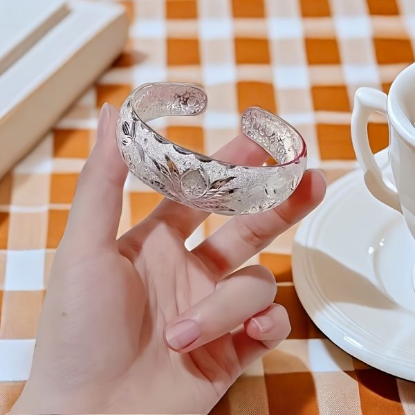 Foot Silvery S999 Bracelet Sterling Silvery Bracelet Ladies' Open Bracelet Can Be Freely Adjusted In Size To Give Mom A Birthday And Holiday Gift. Silvery Weighs 46 Grams/1.62 Ounces. - Image 6