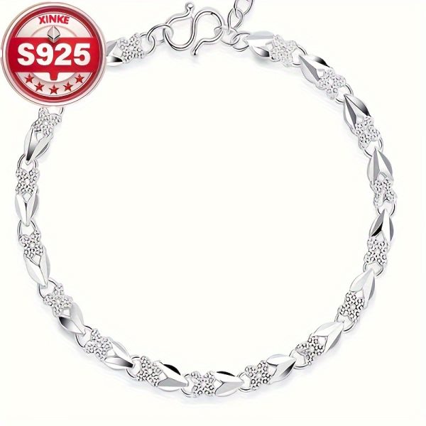 1pc Elegant 925 Sterling Silver Plated Bracelet for Women - Luxury Daily Wear Jewelry, Perfect for Gift-Giving, All-Season Versatile Accessory - Image 2