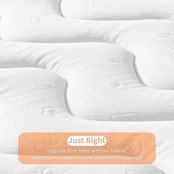 10" 12" Hybrid Mattress Gel Memory Foam Innerspring Mattress Supportive & Pressure Relief with Breathable Soft Knitted Fabric Cover, Pillow Top - Image 2