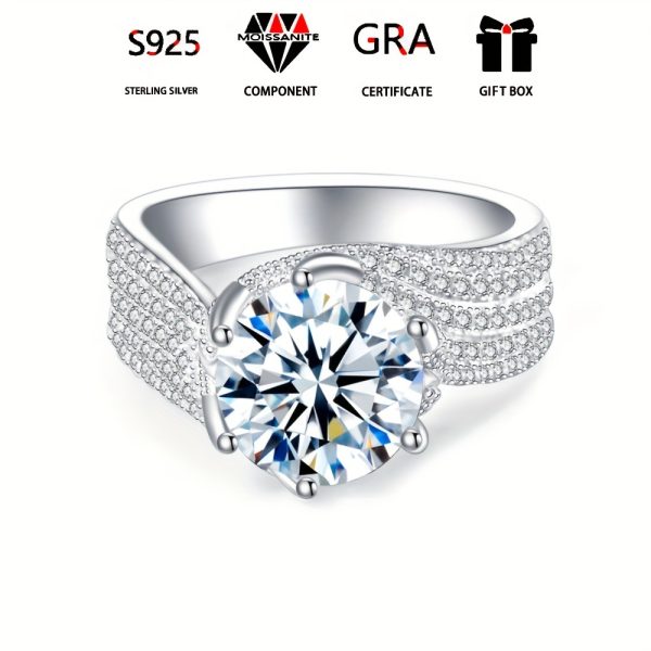 3ct/5ct Moissanite 925 Sterling Silver Inlaid Luxurious Ring for Engagement, Wedding, Evening Party, and Official Occasions - Image 5