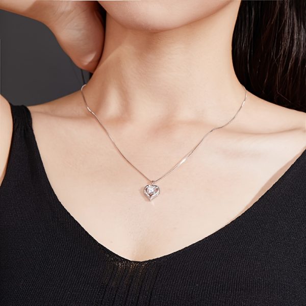 1pc S925 Silver with 2-3CT Moissanite Eternity Necklace, Elegant Pendant Necklace, Creative New Wave Elegant And Exquisite | Necklace for My Daughter | Sparkling Girl Necklace | Jewelry for My Granddaughter | Birthday Gift | Party | Christmas Gift | - Image 9
