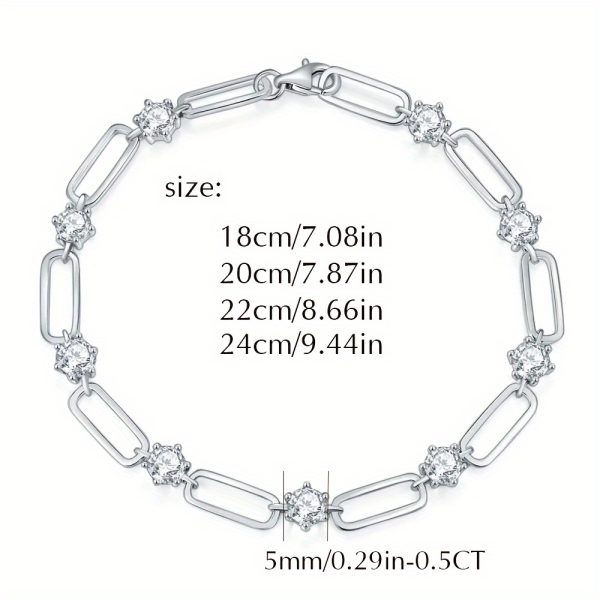 1pc S925 Sterling Silver Inlaid 5CT-7CT Moissanite Bracelet For Men And Women, | Jewelry | Gifts For Him | Gifts For Her | Birthday | Wedding | Anniversary | Engagement | - Image 9
