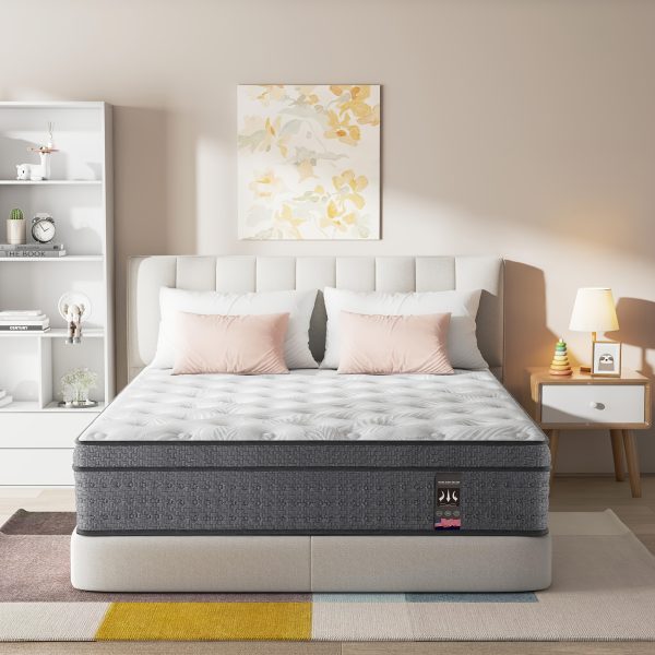 KOW 14 Inch Twin, Twin XL, Full, Queen, King, California King Size Mattress, Cooling-Gel Memory Foam And Pocket Spring Hybrid Mattress, Mattress with Cooling Cover, Comfort Foam & Mattress In A Box, CertiPUR-US Certified, Medium Firm Feel - Image 3