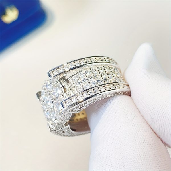 Full Set Moissanite S925 Silver Hip Hop Bully Hot Hip Hop Moissan Ring for Men and Women Classic Fashion Trend Street Party Anniversary Holiday Gift Birthday Gift Graduation Gift - Image 7
