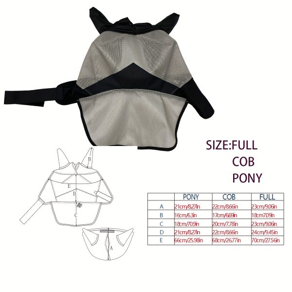 Equestrian Long Nose Fly Mask for Horses, PVC Breathable Mesh Protection with Adjustable Straps - Fly Repellent Horse Mask - Image 2