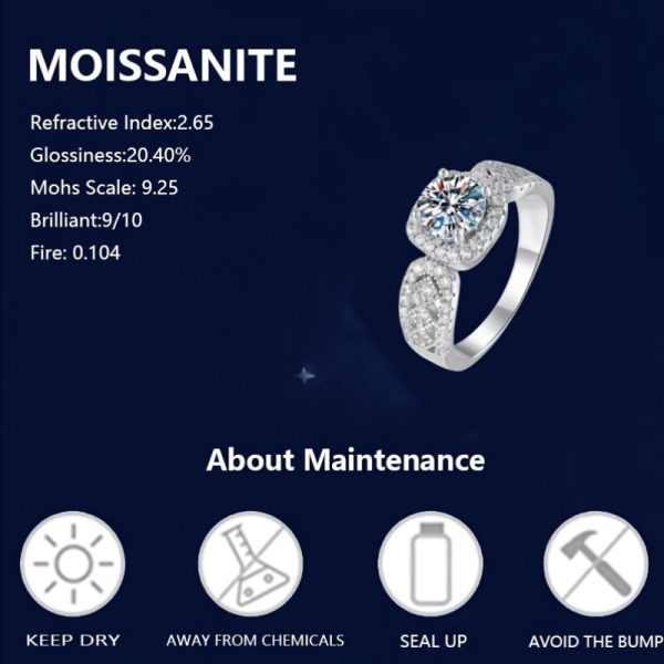 925 Silveryy 1ct Moissanite Square Lace Ring, High-end Design, Suitable For Daily Wear, Engagement Wedding Party Banquet Party Birthday Anniversary Thanksgiving Christmas Valentine'S Day New Year And Other Jewelry Gifts With Gift Box About 3g - Image 9
