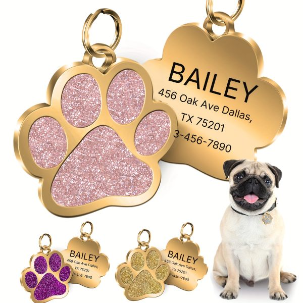 Customized Personalized Engraved Name Tags For Pet Cats And Dogs With ID, Name, Phone Number, Address, And Golden Label. Prevent Loss With Custom Pet Paw-shaped Dog Tags. Clear, Durable, And Non-fading For Customized Golden Pet Hanging Tags. - Image 10