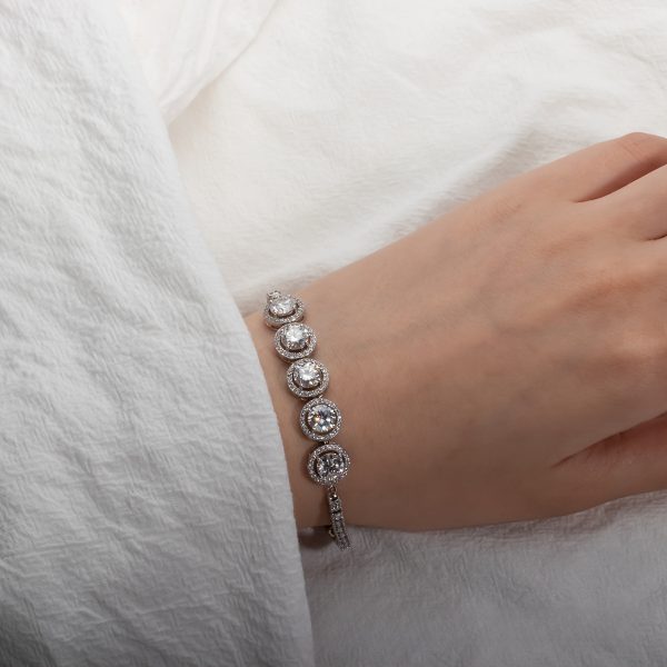 925 Silver Luminous 1ct*5pcs Moissanite Bracelet Jewelry With Certificate Men's And Women's Fashion Bracelet Luxury Design Bohemian Style, For Weddings And Banquets Black Friday Halloween Gift Ideal Gift For Christmas With Gift Box - Image 3