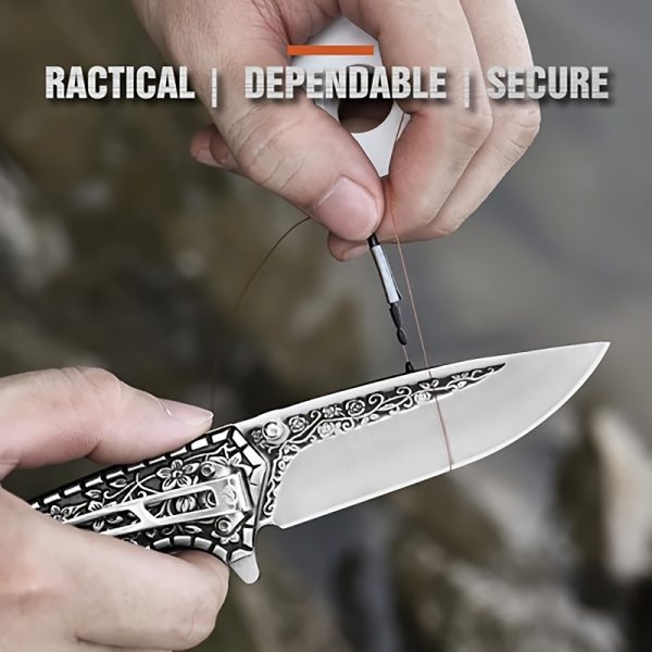 1pc Ambidextrous Stainless Steel Folding Knife with 3D Vintage Embossed Pattern - Lightweight Pocket Knife for Outdoor Survival, Camping, Fishing, Hiking, Hunting - Unique Engraved Design, Ideal Men'S Gift for Christmas, Halloween, Thanksgiving, Father'S - Image 9