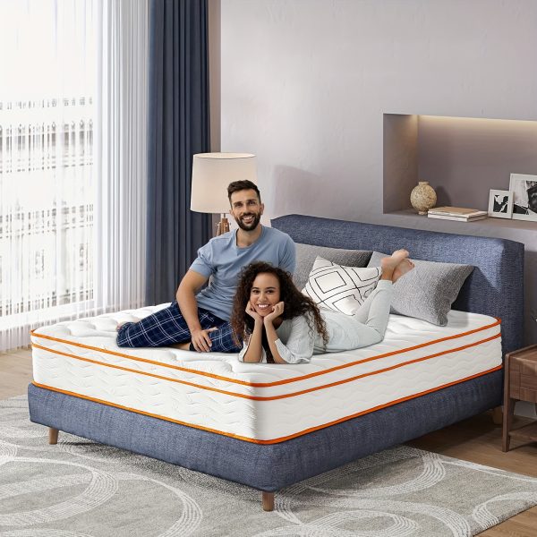 10" 12" Hybrid Mattress Gel Memory Foam Innerspring Mattress Supportive & Pressure Relief with Breathable Soft Knitted Fabric Cover, Pillow Top - Image 8