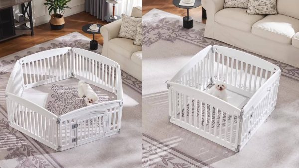 Sports Style 24 Inch Durable Lightweight Pet Playpen, 4/6 Panels Plastic Dog Fence with Lockable Door and Non- Slip Bottom, Suitable for Small to Medium Pets, Easy to Assemble Indoor Outdoor Puppy Pen - Image 12