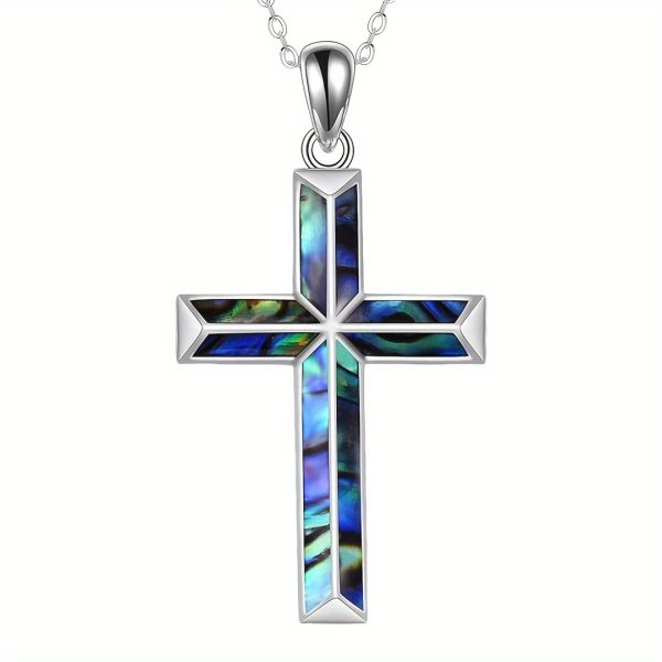 Natural Stone Cross Necklace Pendant With Turquoise Gemstone, Unique And Niche Cross Pendant Hanging - Image 8