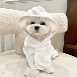 Super Absorbent Cute Pet Bathrobe for Small to Medium Dogs and Cats - Quick Dry, Soft, All-Season Comfort with Secure Magic Tape Closure
