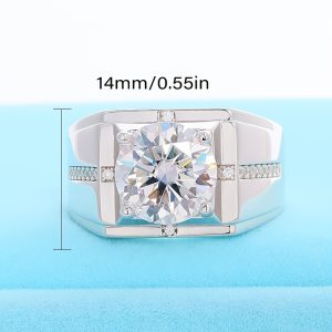 1pc S925 Sterling Silver with 5ct Moissanite Ring, Men's and Women's Rings | Gemstone Jewelry | Gifts for Him | Gifts for Her | Birthday | Wedding | Anniversary | Engagement | Street Hip Hop Style |
