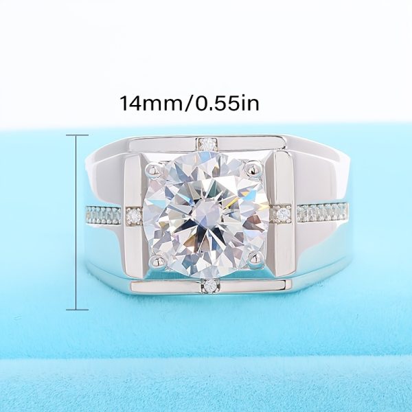 1pc S925 Sterling Silver with 5ct Moissanite Ring, Men's and Women's Rings | Gemstone Jewelry | Gifts for Him | Gifts for Her | Birthday | Wedding | Anniversary | Engagement | Street Hip Hop Style |