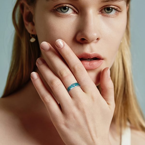 Stunning Turquoise Cross Ring - Bands with 925 Sterling Silver, Elegant Jewelry Gifts for Women and Men, Perfect for Any Occasion - Image 3